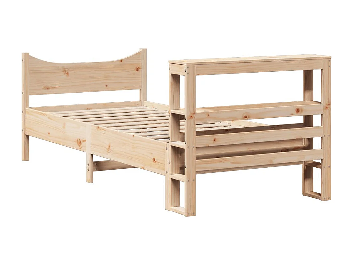 Letto per adulti | Letto singolo | Giroletto con Testiera 75x190 cm in Legno Massello di Pino