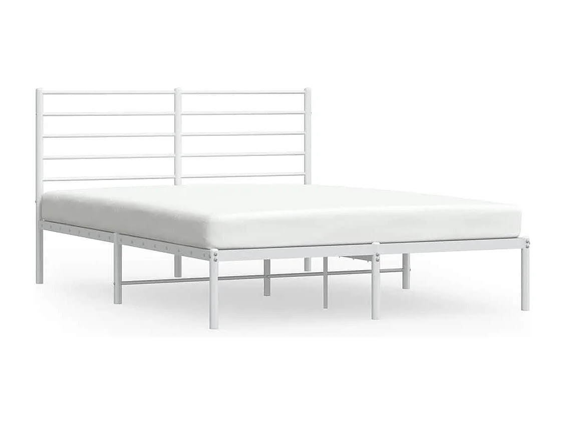 Lit double | Lit adulte | Cadre de lit métal et tête de lit blanc 150x200 cm