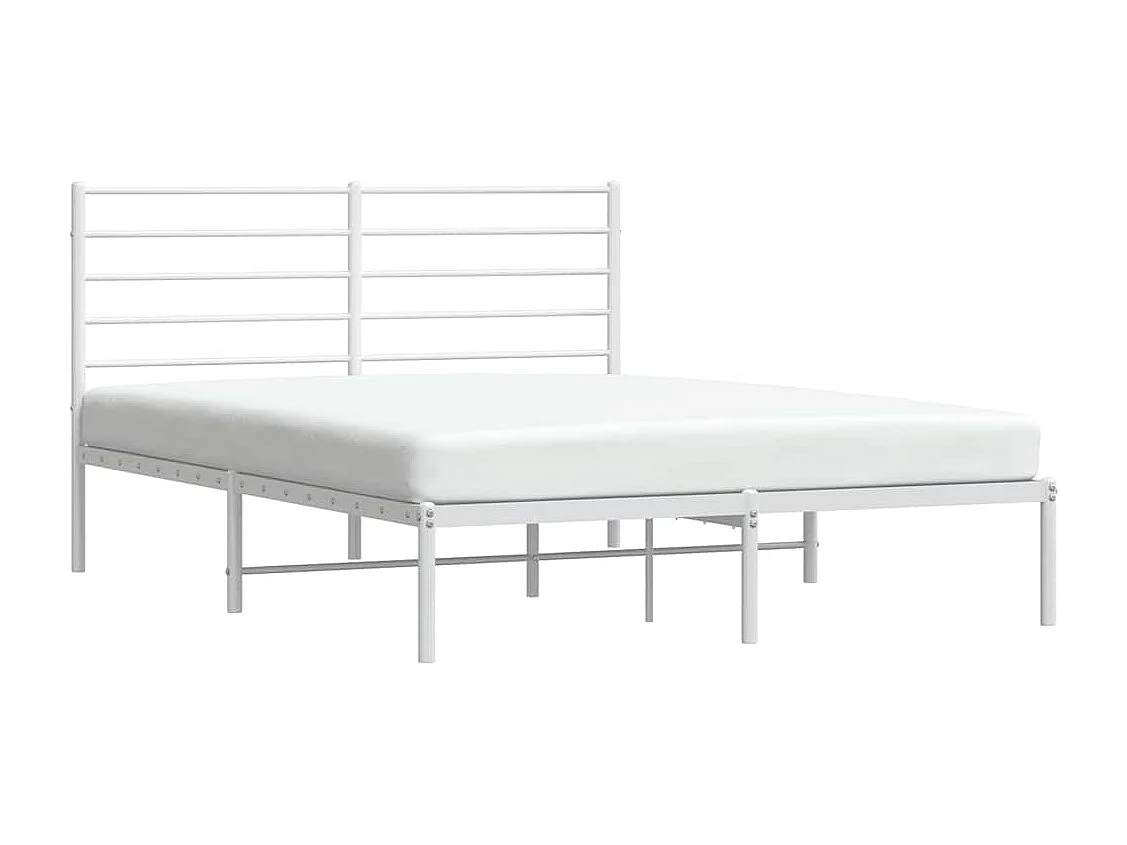 Lit double | Lit adulte | Cadre de lit métal et tête de lit blanc 150x200 cm