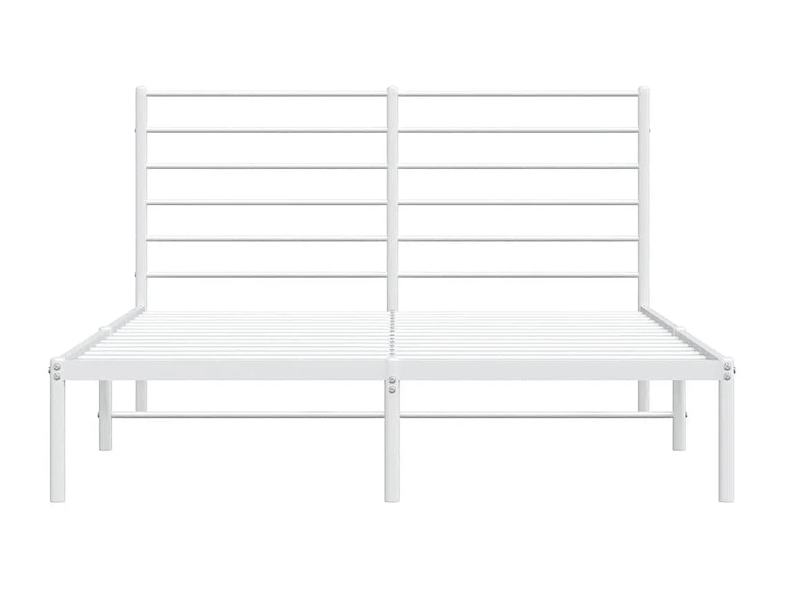 Lit double | Lit adulte | Cadre de lit métal et tête de lit blanc 150x200 cm