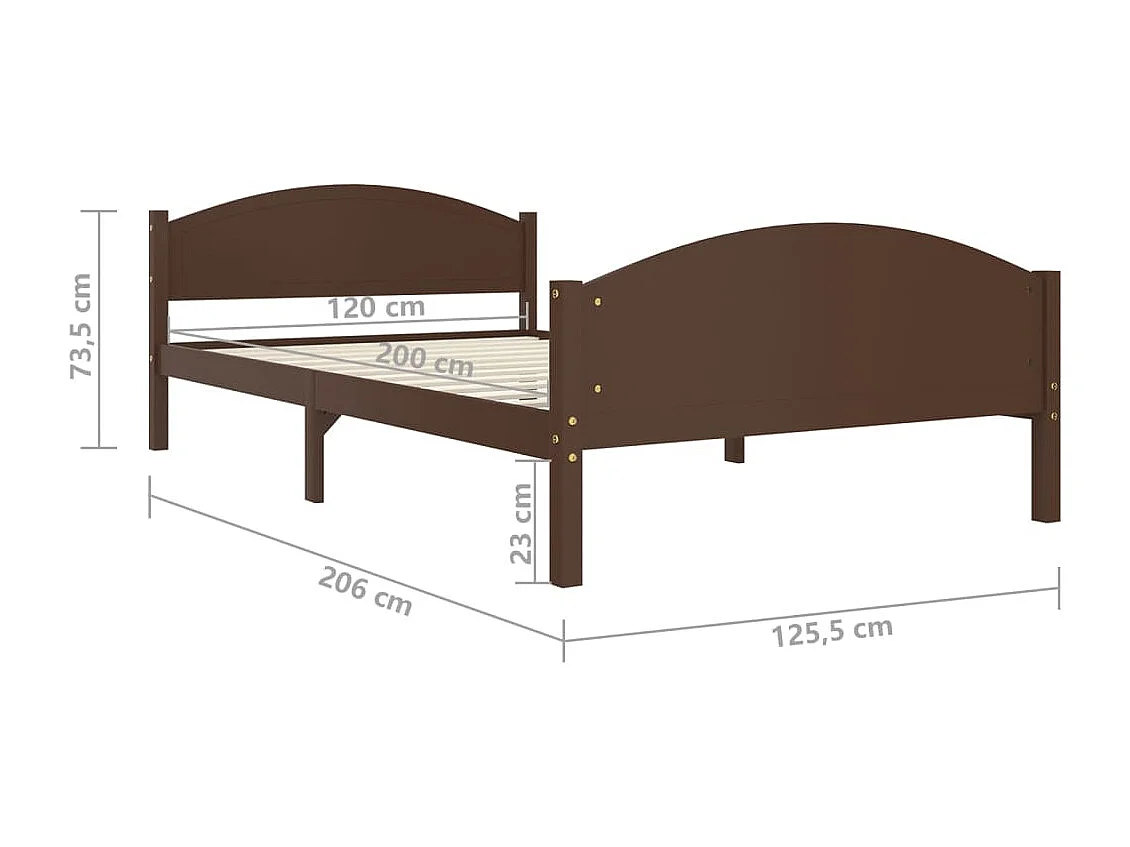 Lit simple | Lit adulte, enfant | Cadre de lit marron foncé pin massif 120x200 cm