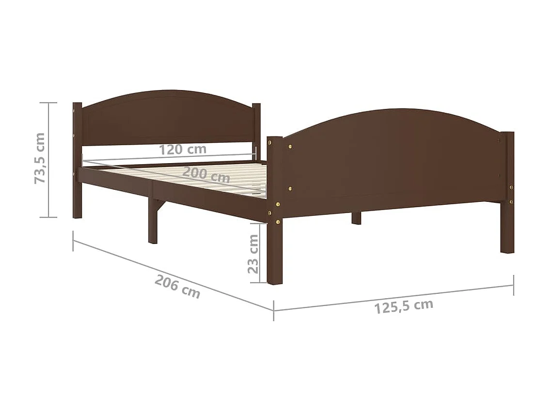 Lit simple | Lit adulte, enfant | Cadre de lit marron foncé pin massif 120x200 cm