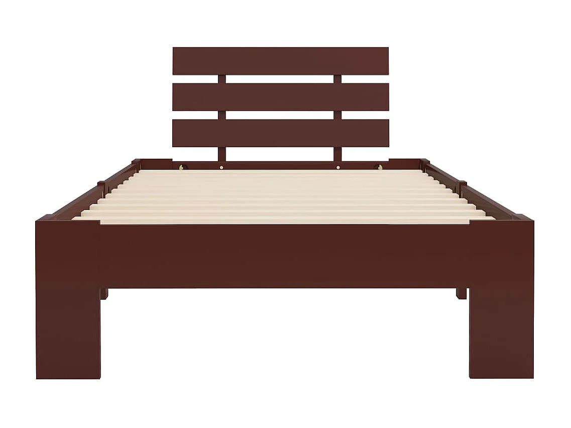 Lit simple | Lit adulte, enfant | Cadre de lit marron foncé bois pin massif 90x200cm