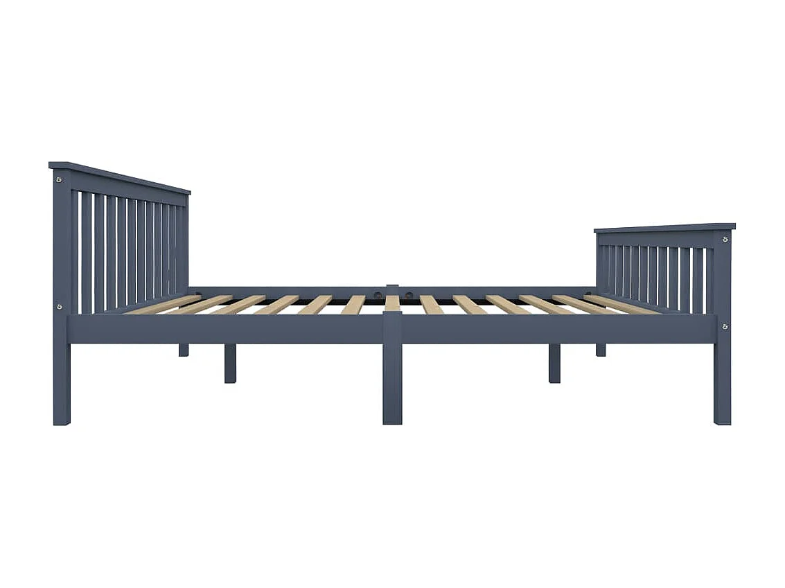 Lit double | Lit adulte | Cadre de lit gris bois massif de pin 160x200 cm