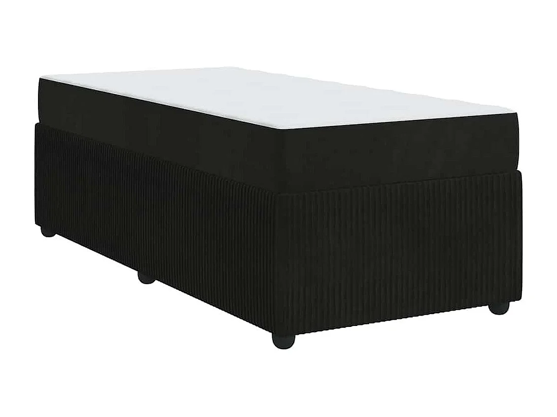 Lit simple | Lit adulte, enfant | Cadre de lit avec matelas Noir 90x200 cm Velours