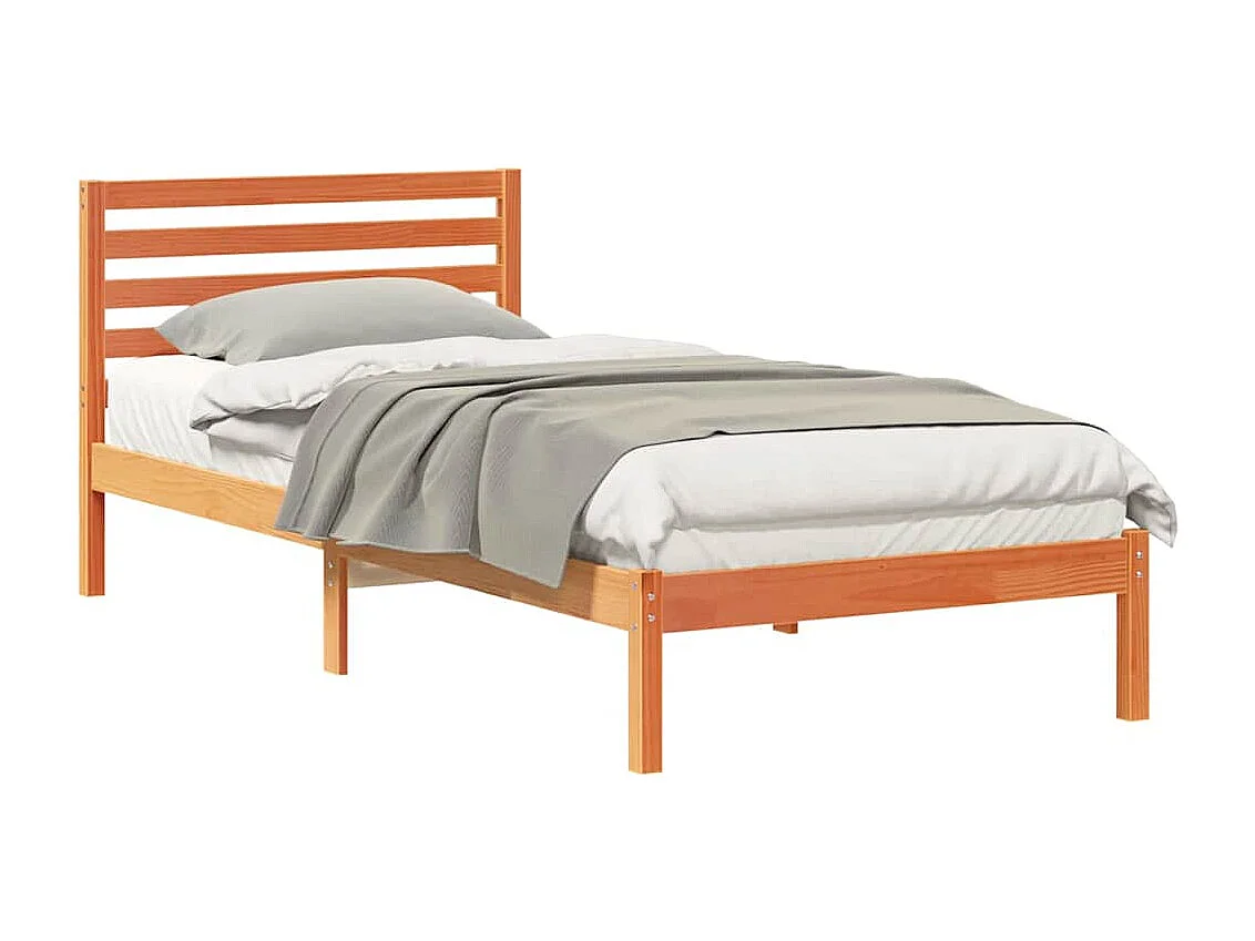 Lit simple | Lit adulte, enfant | Cadre de lit Marron cire 90x210 cm Bois massif en pin