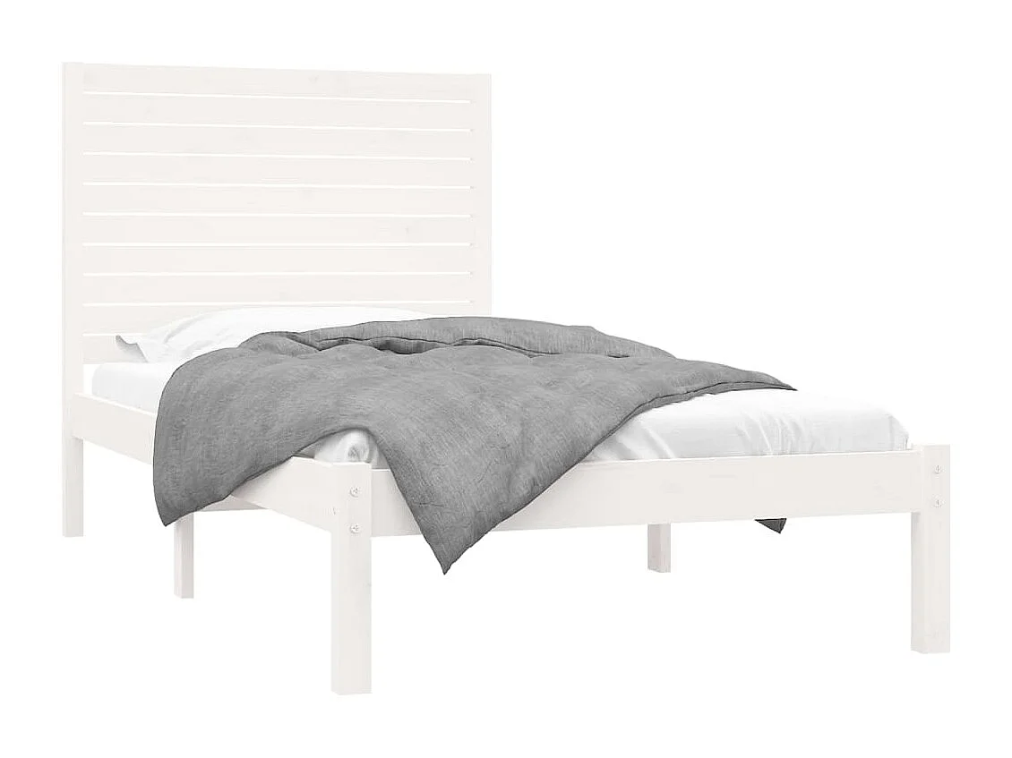 Lit simple | Lit adulte, enfant | Cadre de lit blanc 90x200 cm bois massif