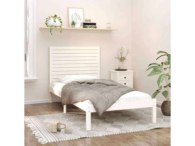 Lit simple | Lit adulte, enfant | Cadre de lit blanc 90x200 cm bois massif