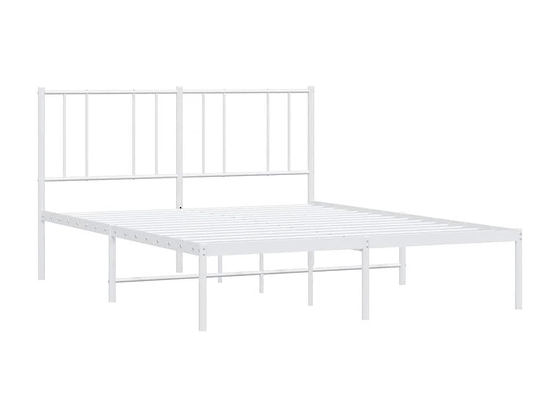 Lit double | Lit adulte | Cadre de lit métal et tête de lit blanc 150x200 cm