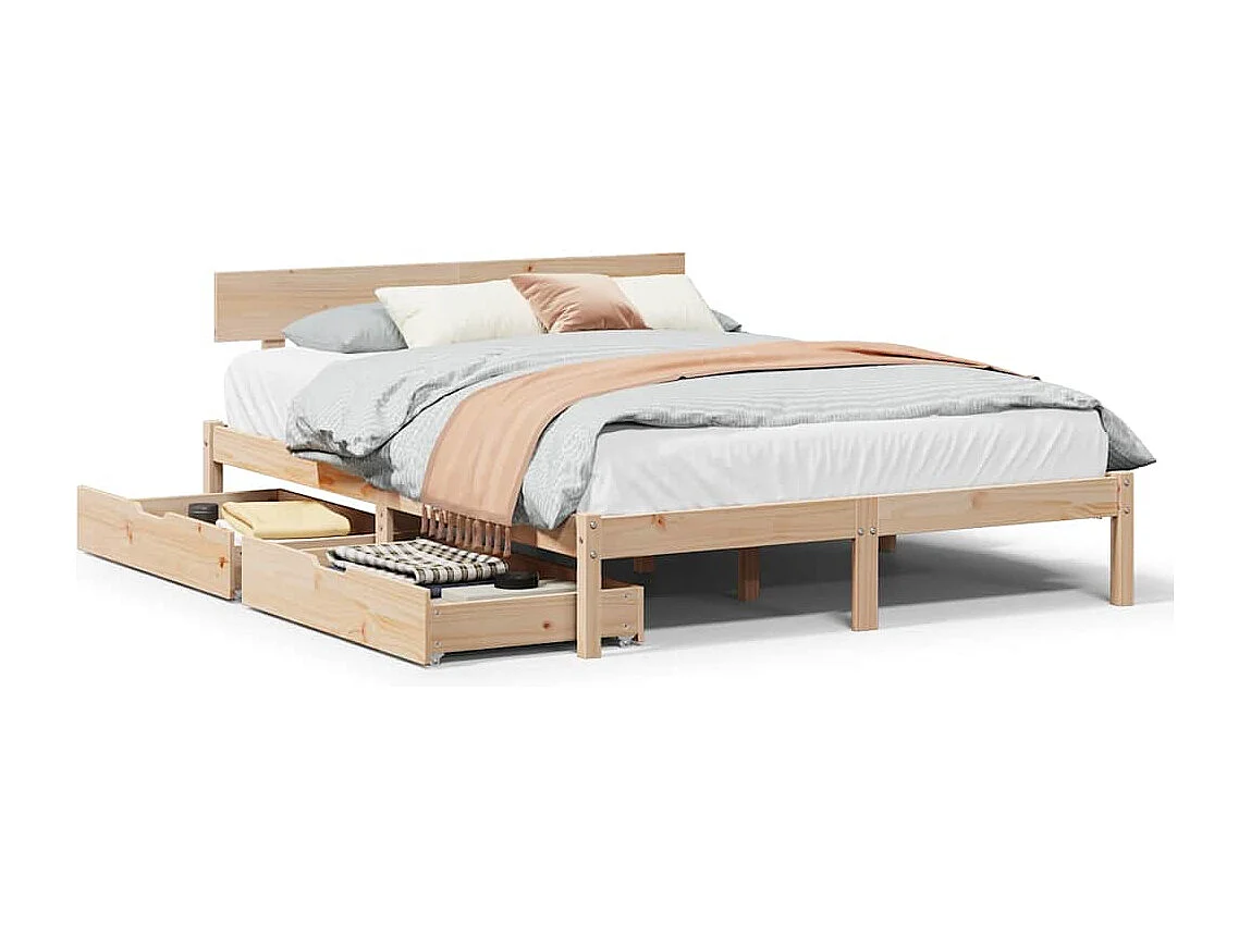 Lit double | Lit adulte | Cadre de lit 160x200 cm bois massif de pin