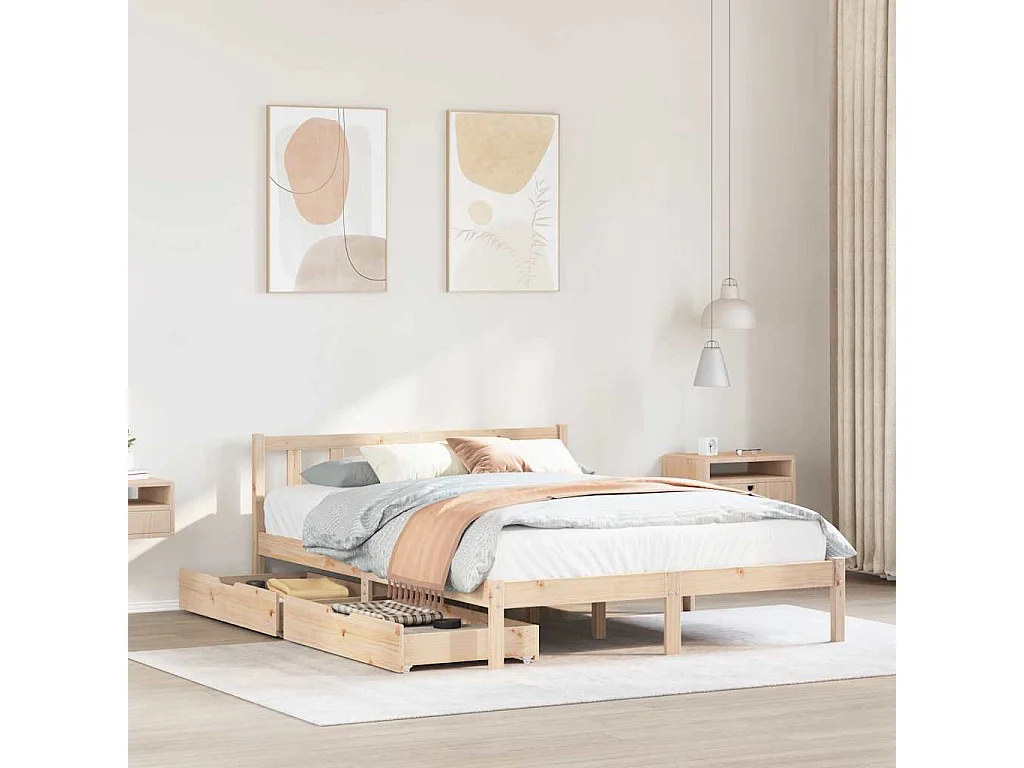 Lit double | Lit adulte | Cadre de lit 140x190 cm bois de pin massif