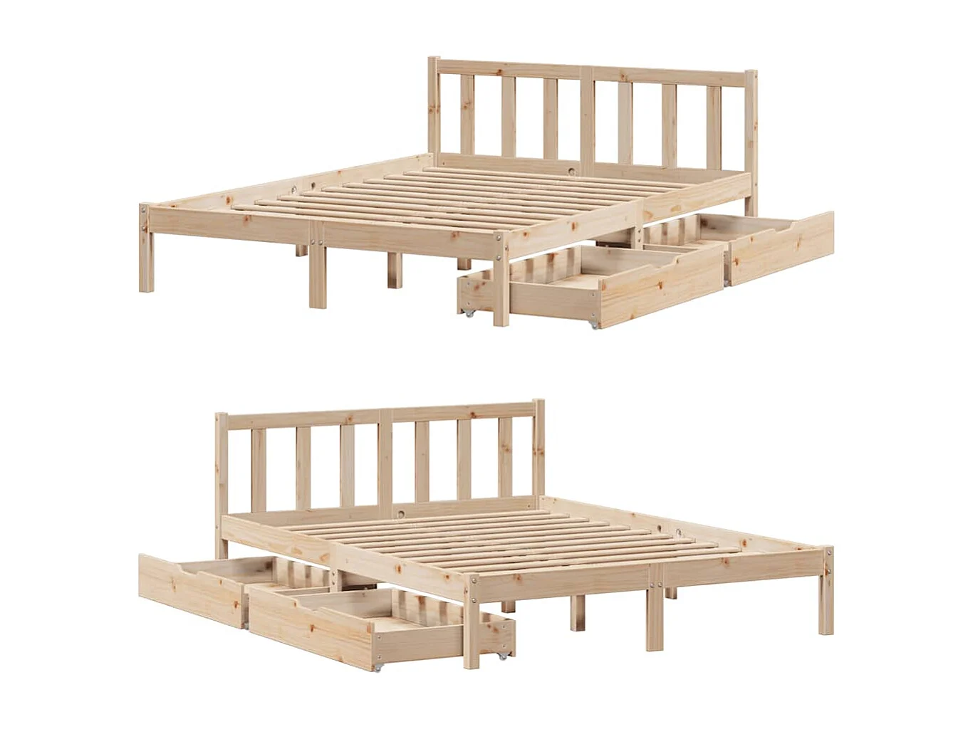 Lit double | Lit adulte | Cadre de lit 140x190 cm bois de pin massif