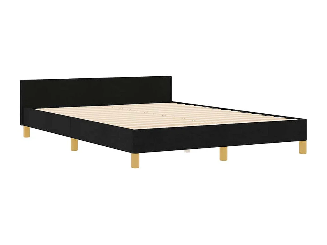 Lit double | Lit adulte | Cadre de lit avec tête de lit Noir 160x200 cm tissu