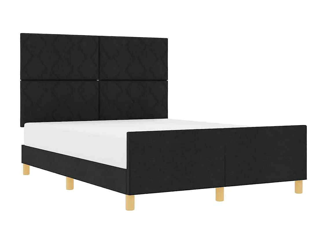 Lit double | Lit adulte | Cadre de lit avec tête de lit Noir 160x200 cm tissu
