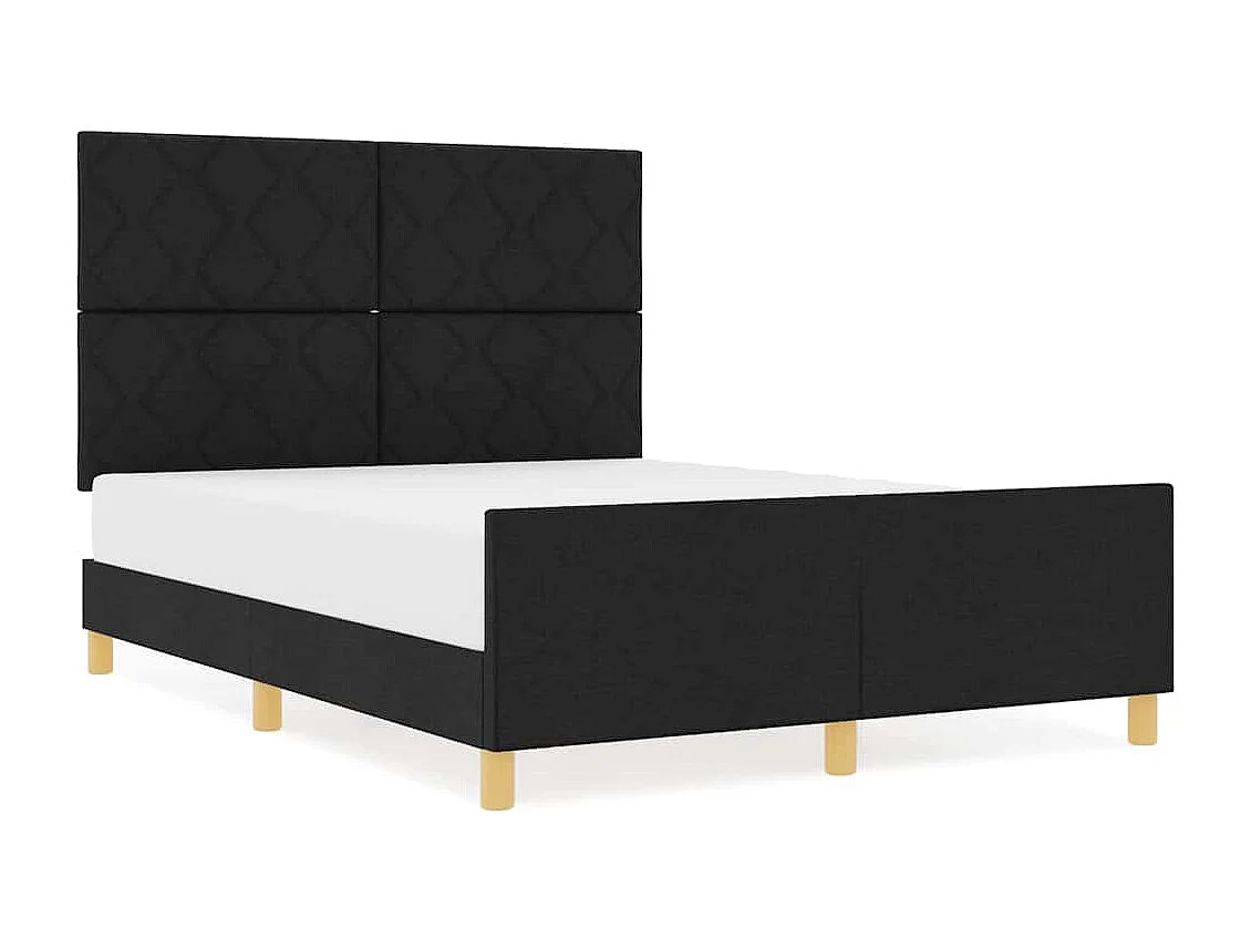 Lit double | Lit adulte | Cadre de lit avec tête de lit Noir 160x200 cm tissu