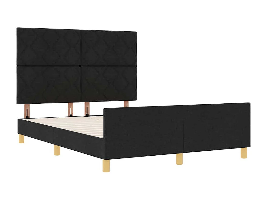 Lit double | Lit adulte | Cadre de lit avec tête de lit Noir 160x200 cm tissu