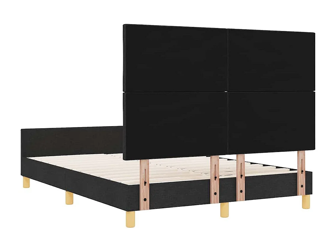 Lit double | Lit adulte | Cadre de lit avec tête de lit Noir 160x200 cm tissu