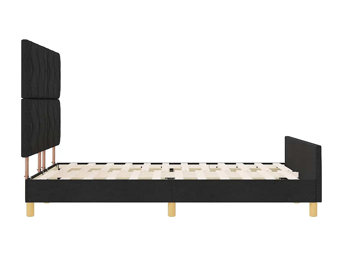 Lit double | Lit adulte | Cadre de lit avec tête de lit Noir 160x200 cm tissu