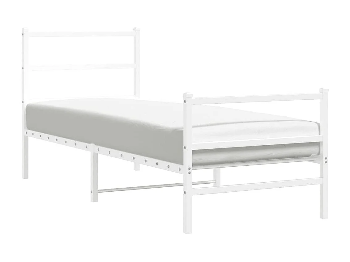 Lit simple | Lit adulte, enfant | Cadre de lit métal avec pied de lit blanc 80x200cm
