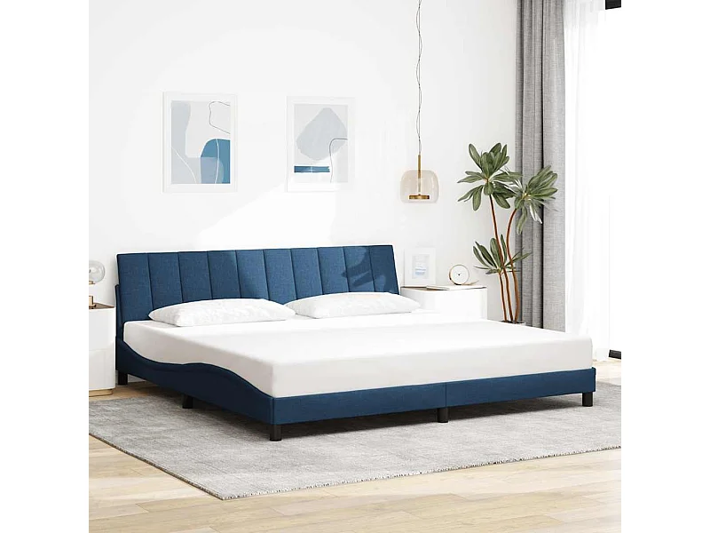 Letto per adulti | Letto matrimoniale | Giroletto senza Materasso Hanko Blu 200x200 cm in Tessuto