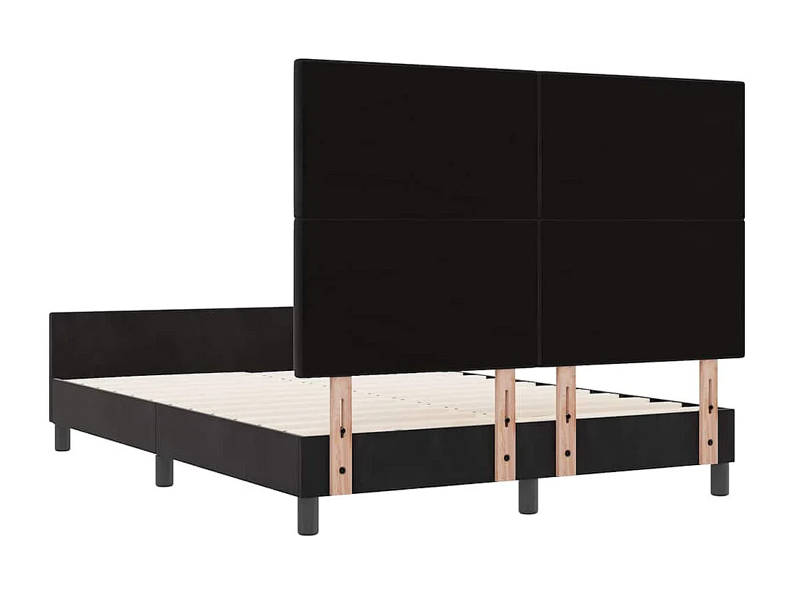 Lit double | Lit adulte | Cadre de lit avec tête de lit Noir 160x200 cm Velours