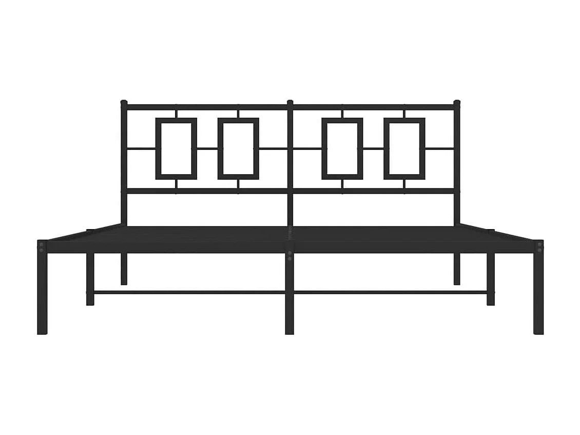 Lit double | Lit adulte | Cadre de lit métal avec tête de lit noir 150x200cm