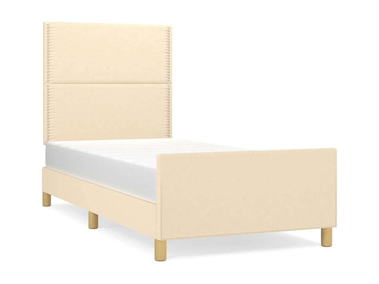 Lit simple | Lit adulte, enfant | Cadre de lit crème 90x190 cm tissu