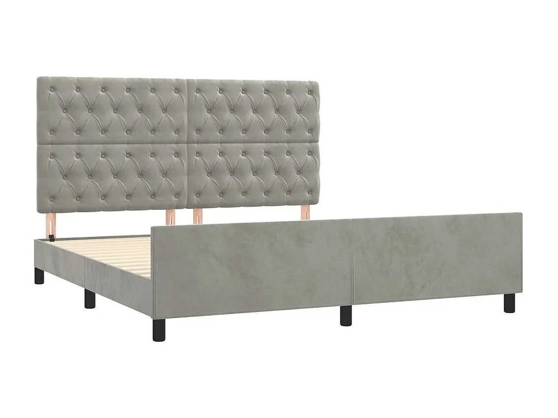 Lit double | Lit adulte | Cadre de lit gris clair 160x200 cm velours