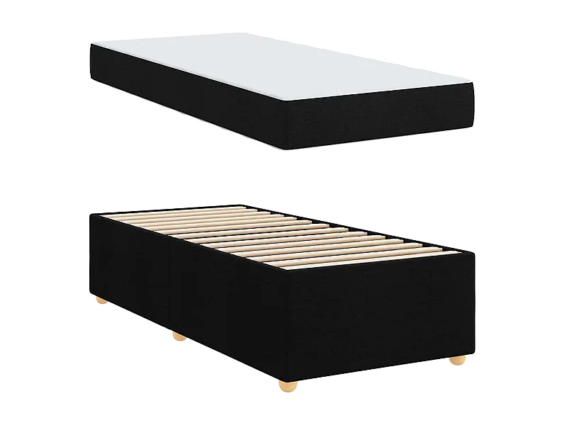Lit simple | Lit adulte, enfant | Cadre de lit avec matelas Noir 100x200 cm tissu