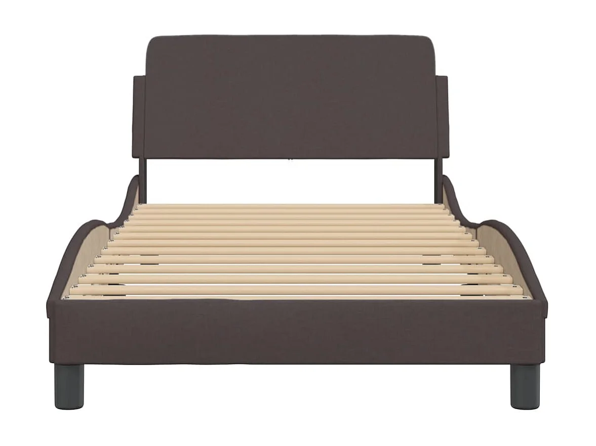 Lit simple | Lit adulte, enfant | Cadre de lit marron foncé 100x200 cm tissu