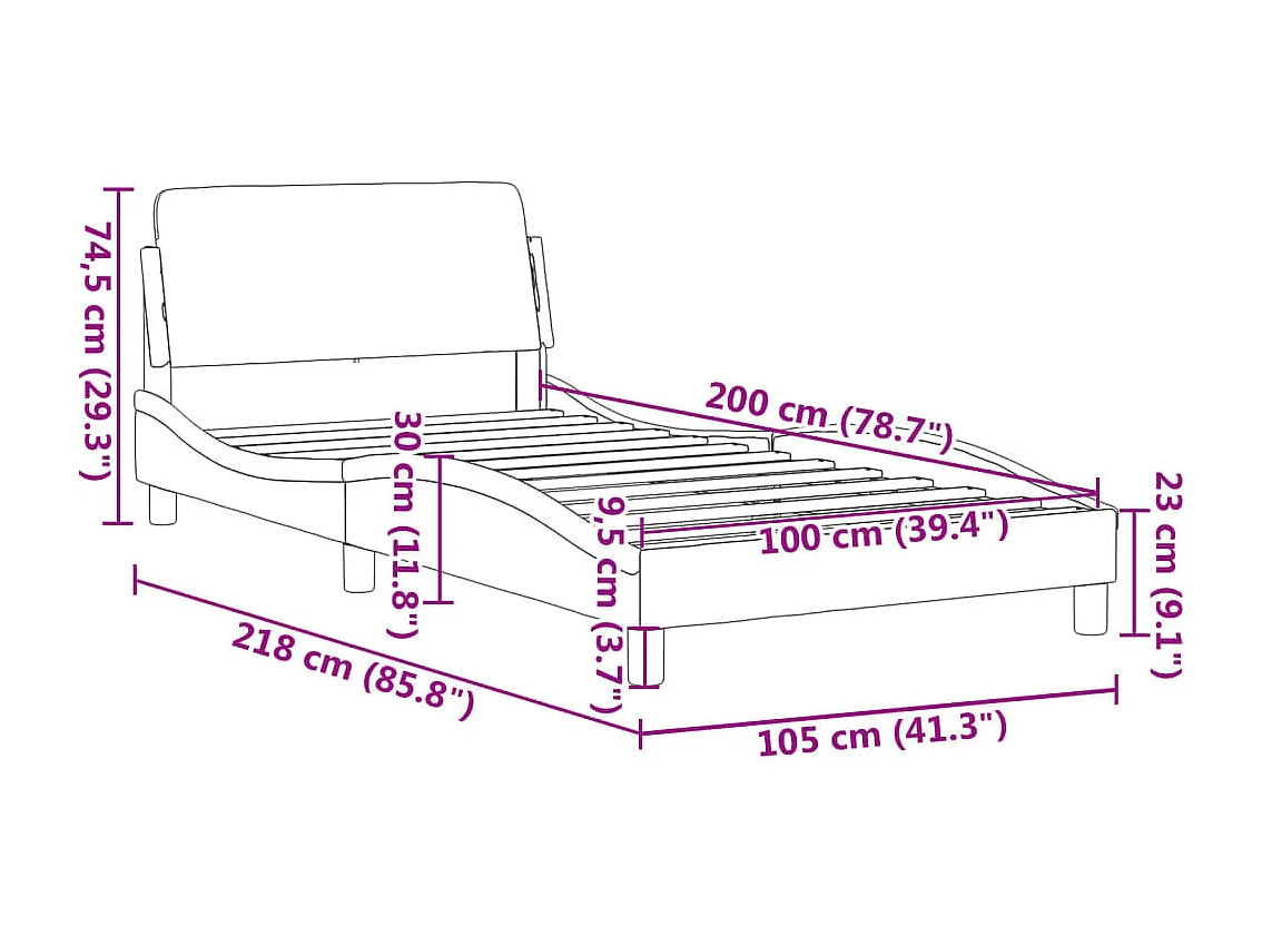 Lit simple | Lit adulte, enfant | Cadre de lit marron foncé 100x200 cm tissu