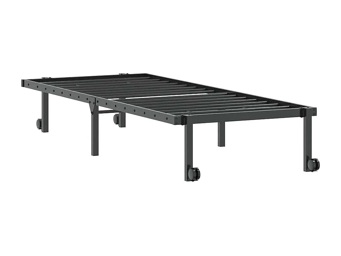 Lit simple | Lit adulte, enfant | Cadre de lit pliable noir 75x190 cm acier