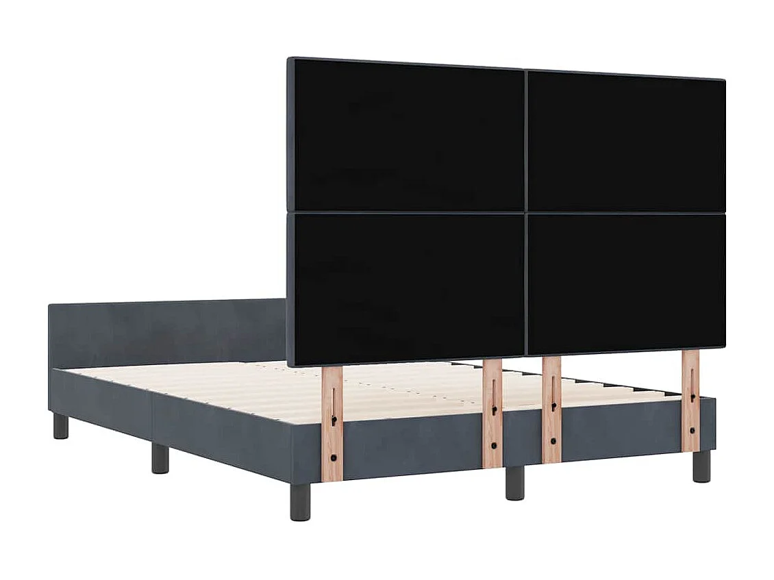 Lit double | Lit adulte | Cadre de lit avec tête de lit Gris foncé 140x190 cm Velours
