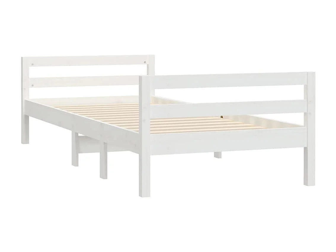 Lit simple | Lit adulte, enfant | Cadre de lit blanc 80x200 cm bois massif de pin