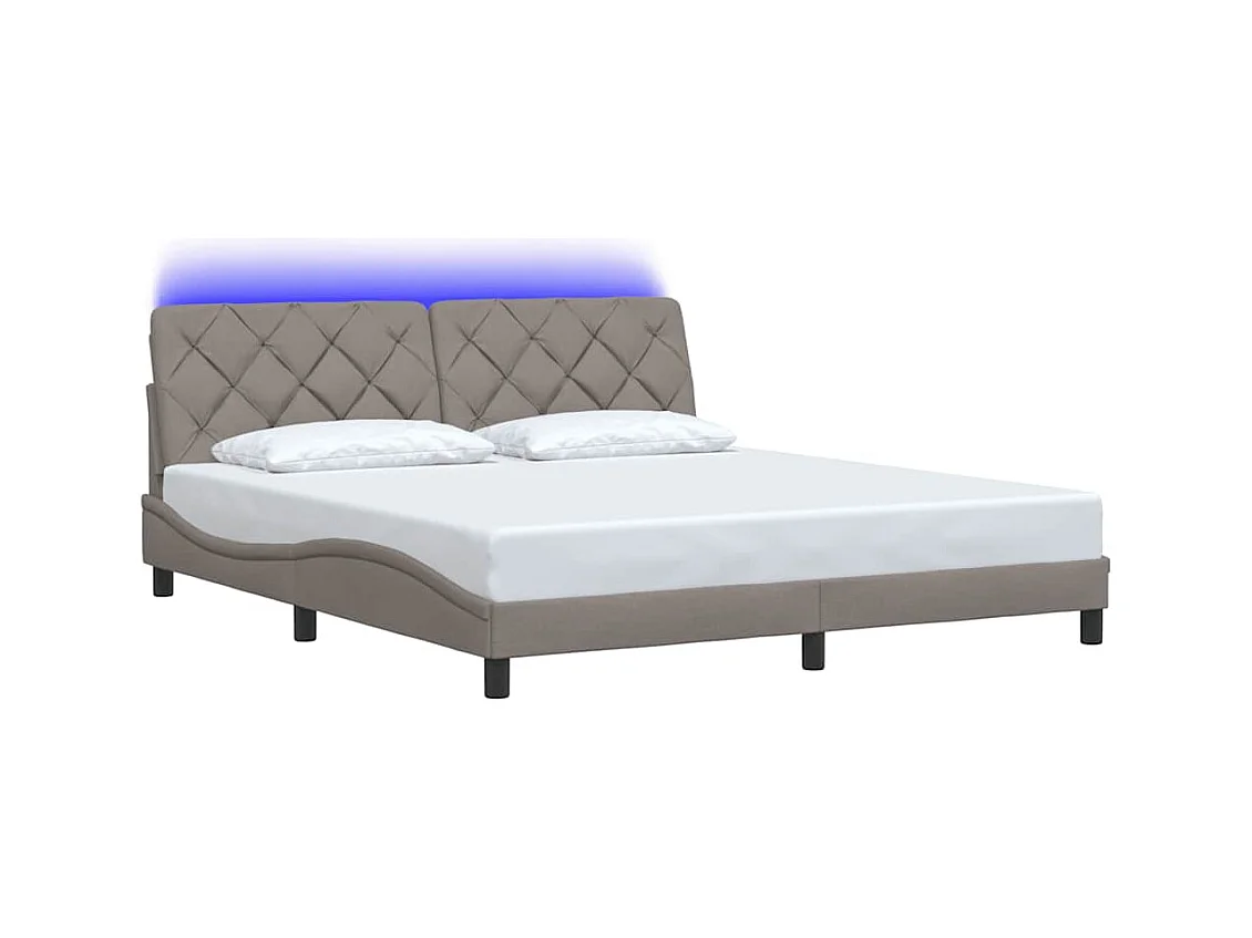 Letto per adulti | Letto matrimoniale | Giroletto con LED senza Materasso Tortora 180x200 cm in Tessuto