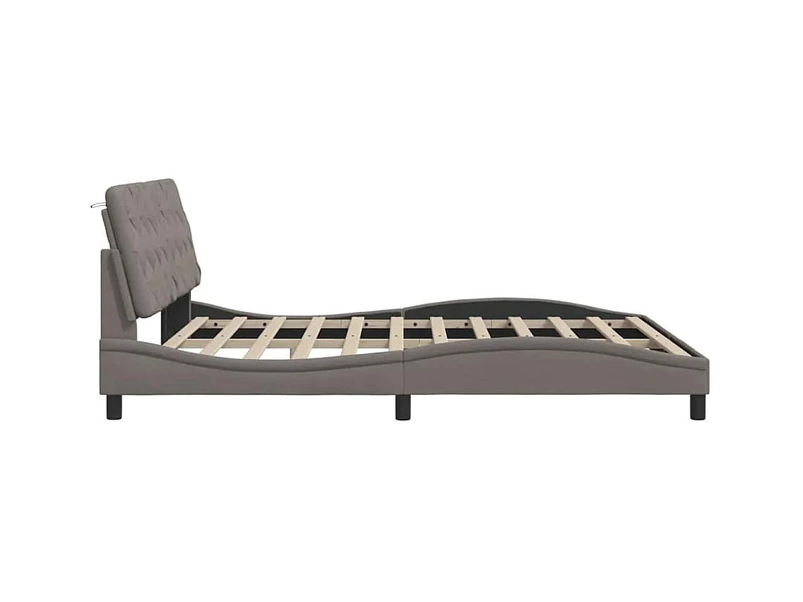 Lit double | Lit adulte | Cadre de lit avec LED taupe 180x200 cm tissu
