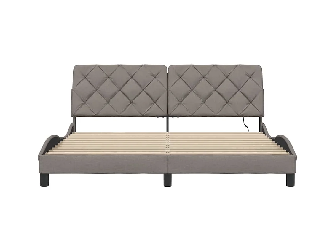 Lit double | Lit adulte | Cadre de lit avec LED taupe 180x200 cm tissu