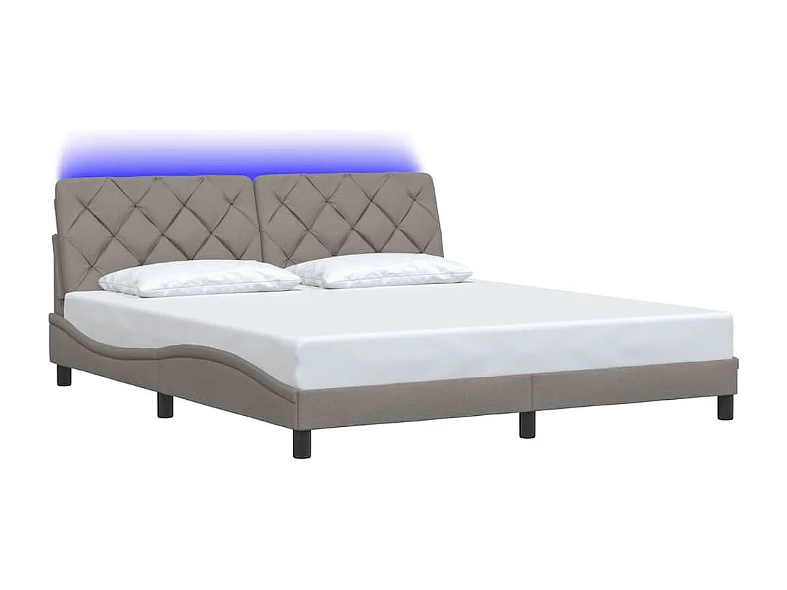 Lit double | Lit adulte | Cadre de lit avec LED taupe 180x200 cm tissu