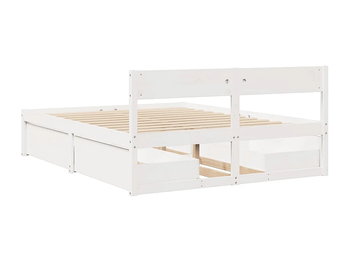 Lit double | Lit adulte | Cadre de lit blanc 160x200 cm bois de pin massif