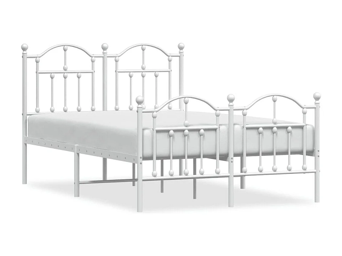 Lit simple | Lit adulte, enfant | Cadre de lit métal et pied de lit blanc 120x190 cm