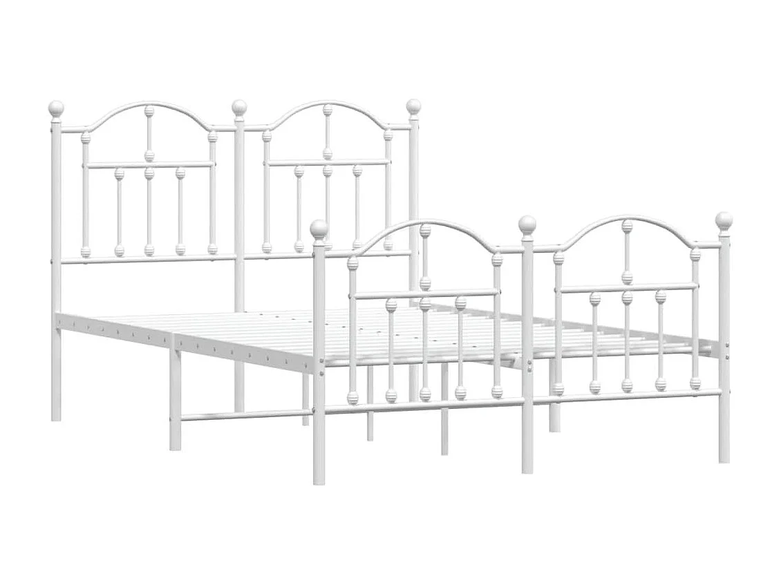 Lit simple | Lit adulte, enfant | Cadre de lit métal et pied de lit blanc 120x190 cm