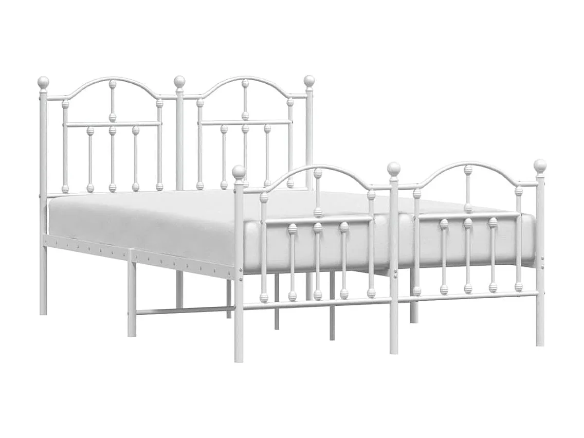 Lit simple | Lit adulte, enfant | Cadre de lit métal et pied de lit blanc 120x190 cm