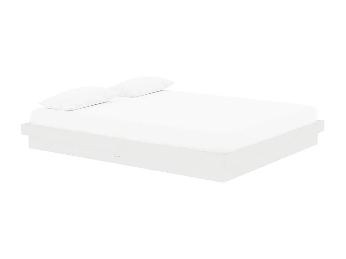 Lit double | Lit adulte | Cadre de lit blanc bois massif 160x200 cm
