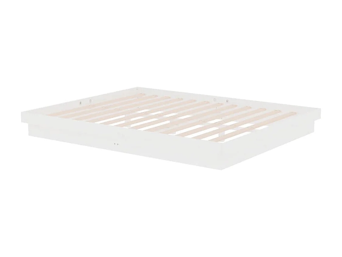 Lit double | Lit adulte | Cadre de lit blanc bois massif 160x200 cm