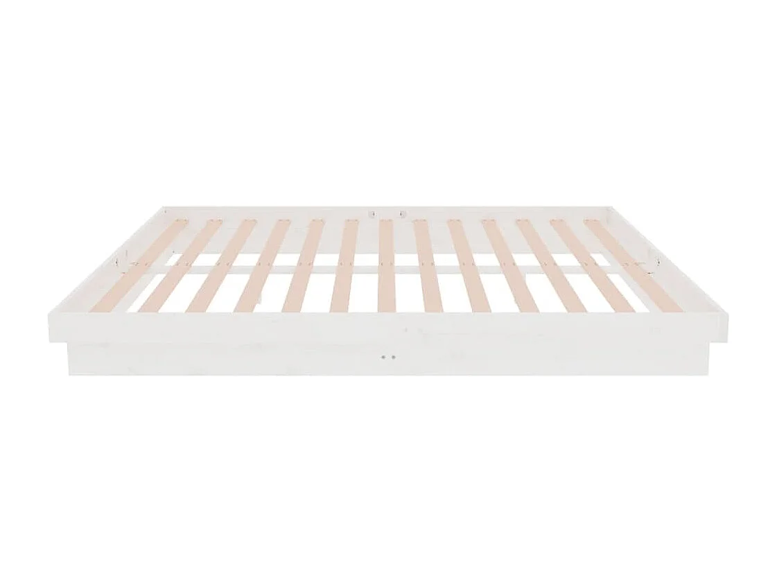 Lit double | Lit adulte | Cadre de lit blanc bois massif 160x200 cm