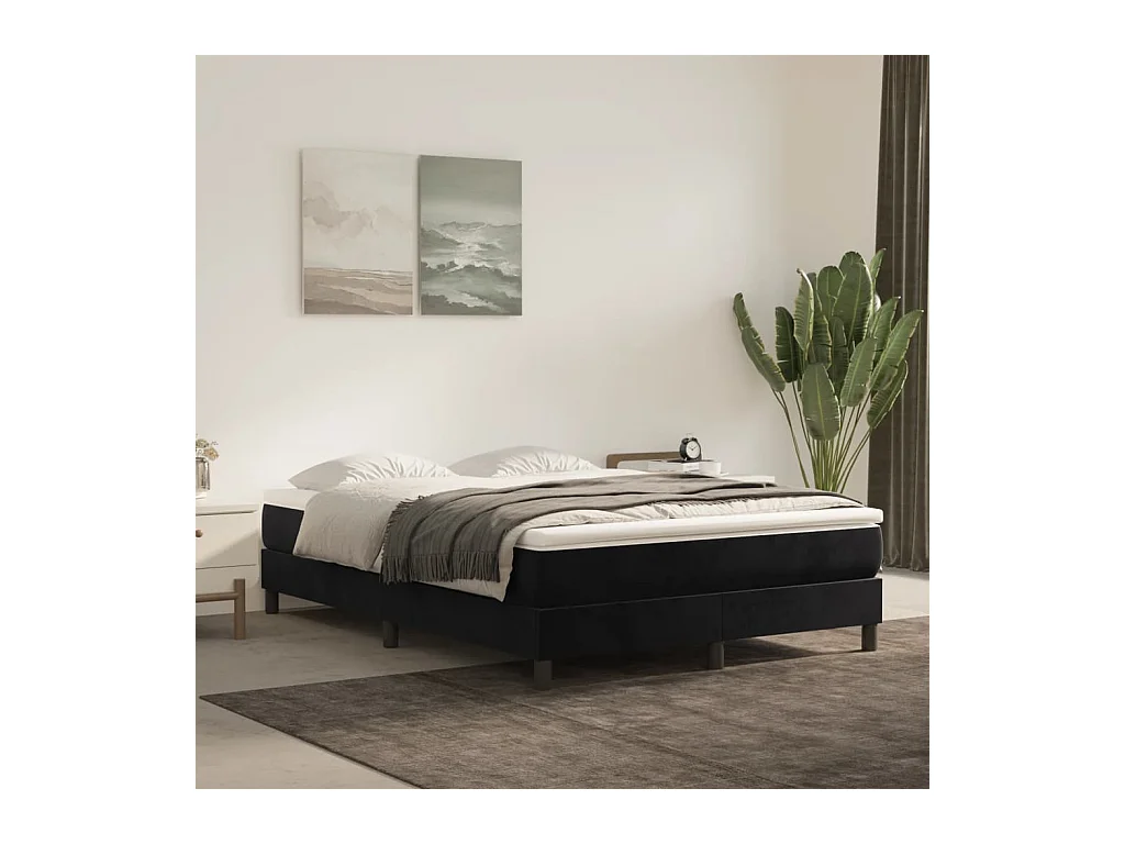 Lit double | Lit adulte | Cadre de lit noir 140x190 cm velours