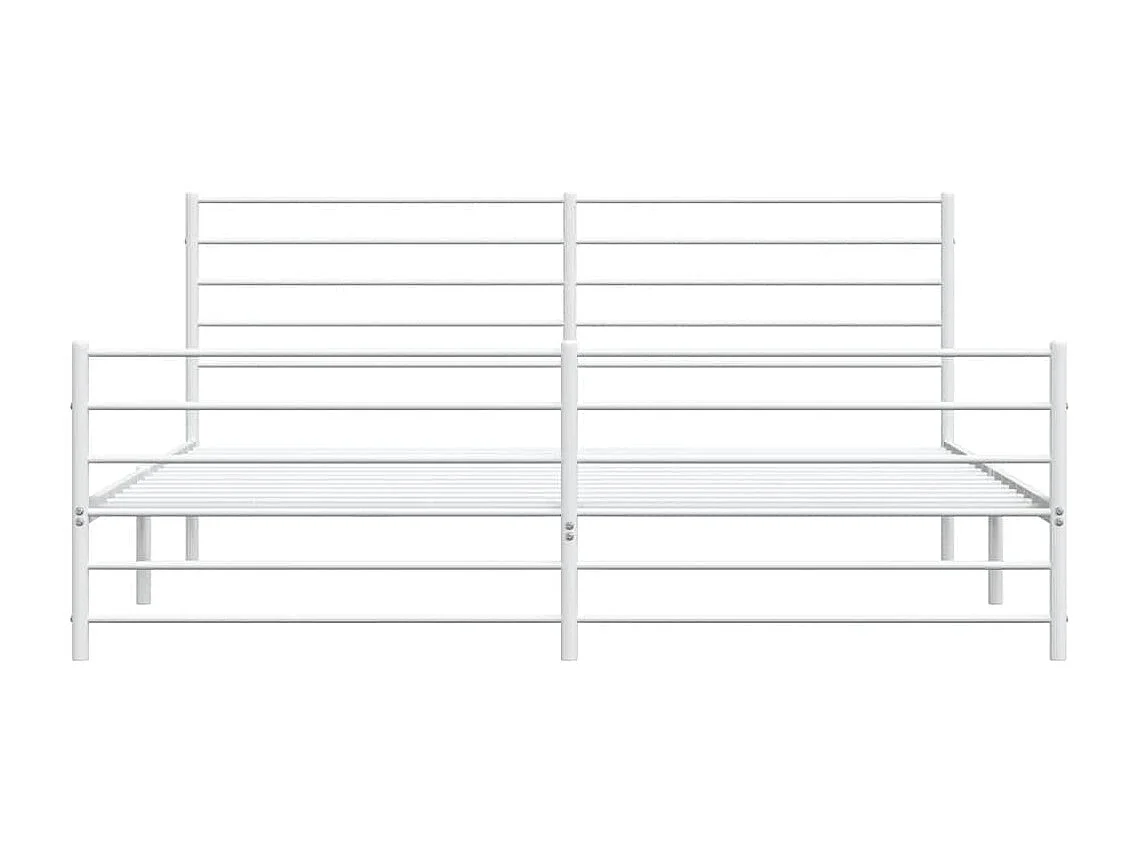 Lit double | Lit adulte | Cadre de lit métal et pied de lit blanc 180x200 cm