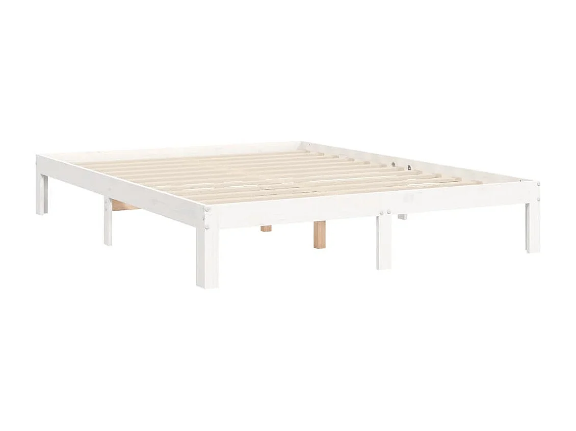 Lit double | Lit adulte | Cadre de lit blanc 140x190 cm bois de pin massif