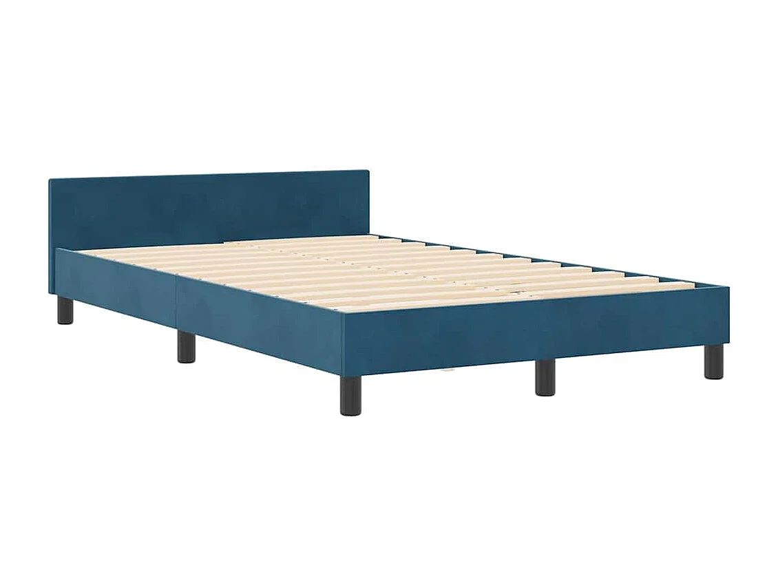 Lit simple | Lit adulte, enfant | Cadre de lit avec tête de lit Bleu foncé 120x190 cm Velours