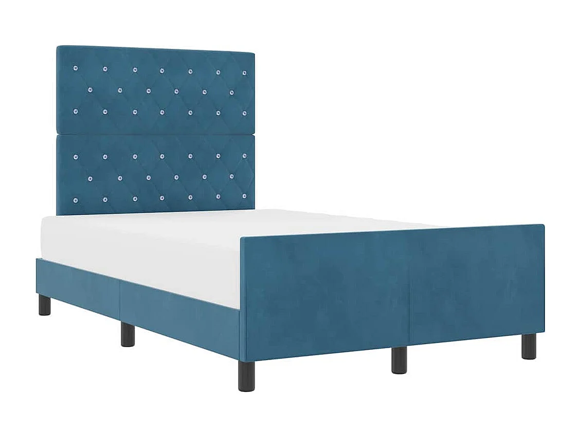 Lit simple | Lit adulte, enfant | Cadre de lit avec tête de lit Bleu foncé 120x190 cm Velours